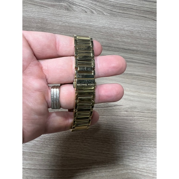 Michael Kors Gold Tone Pave Crystal Bezel Slim Runway Watch MK3222 Womens - Picture 3 of 4